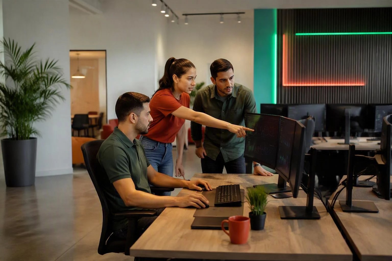 Engenheiros da Alveriona no centro de operações